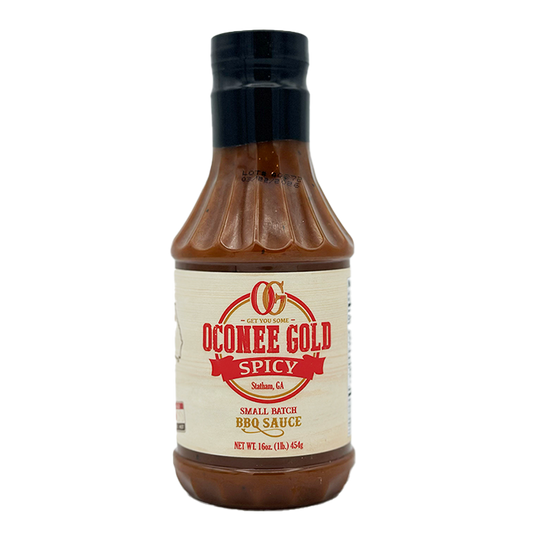 Oconee Gold Spicy BBQ Sauce in a 16oz bottle