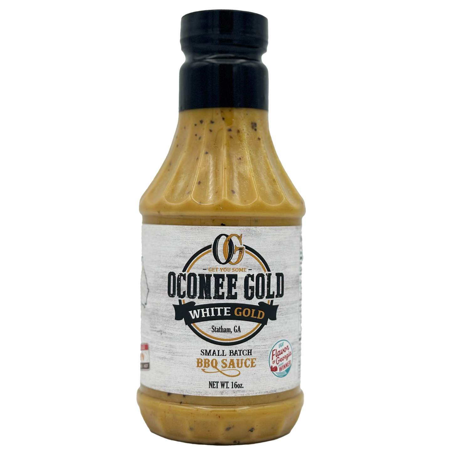 Oconee Gold White Gold BBQ Sauce in a 16oz bottle